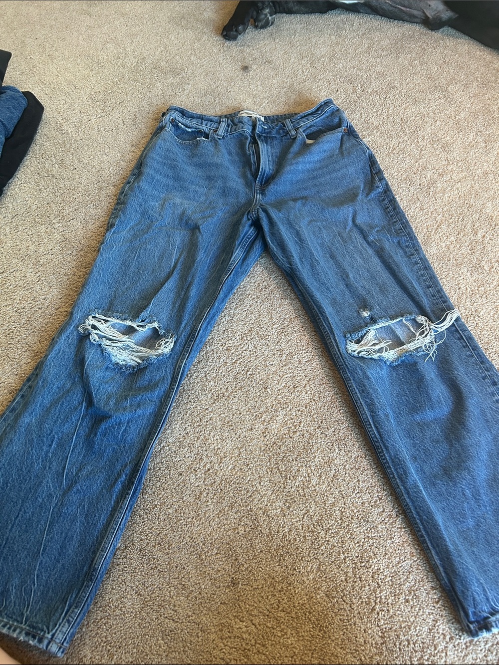 Abercrombie & Fitch Blue Straight-Leg Distressed Women's Jeans